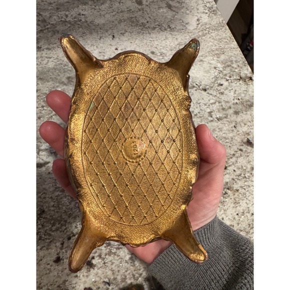 Vintage Ornate Gold Tone Filigree Trinket Jewelry Box with Figural Lid - Picture 10 of 14